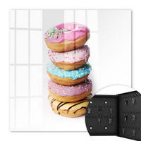 SCHLÜSSELBOX Schwarz 30x30 cm- Türöffnung nach rechts - Bunte Donuts - Pink, Metall (30/30/5cm) - TULUP