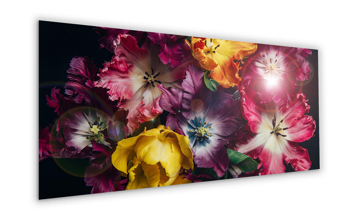 GLASBILD 125x50 cm Tulpen bunt - Gelb, Glas (125/50cm) - artissimo