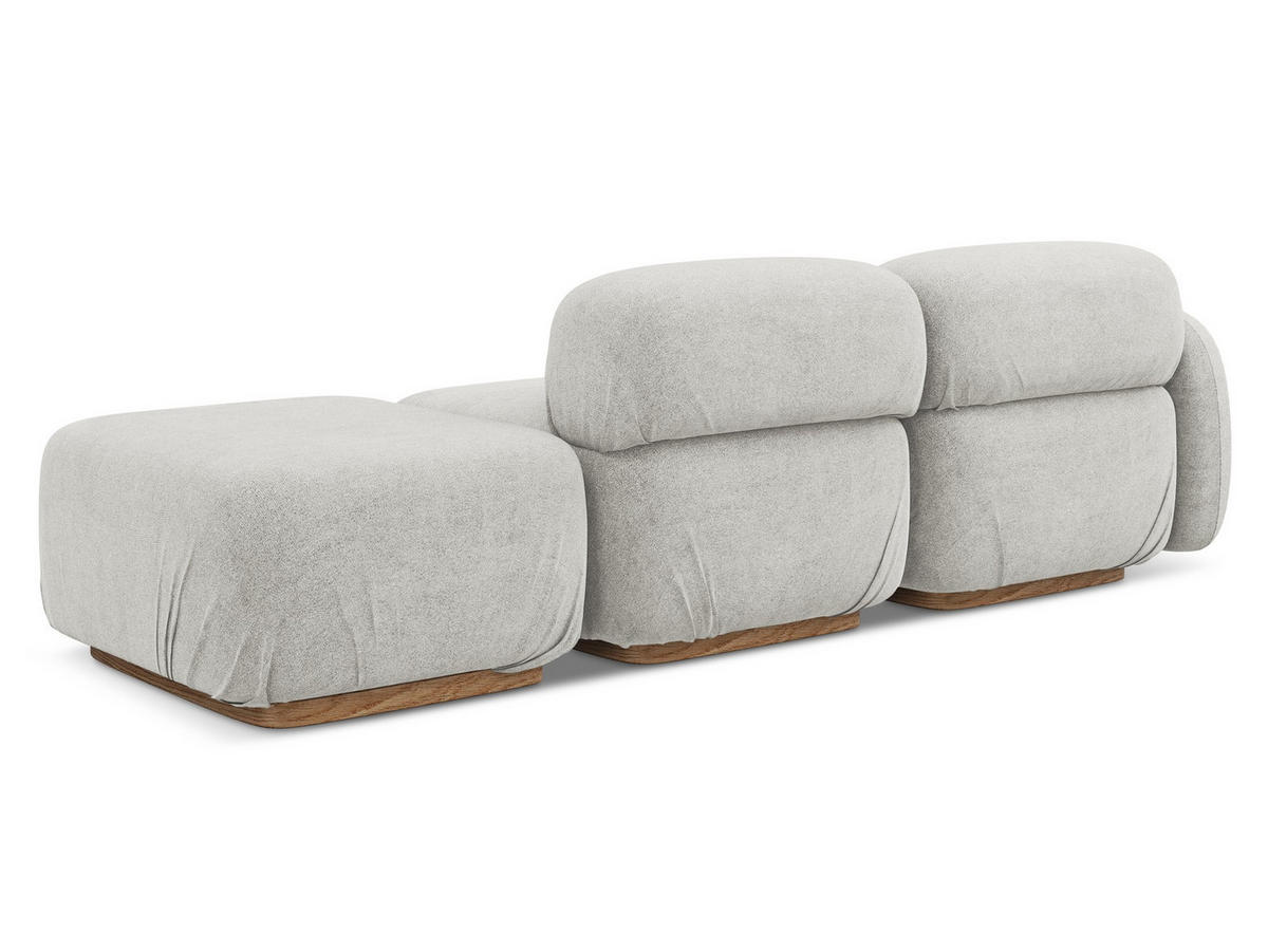 3-SITZER SOFA Rechts Bouclé Stoff Grau - Silberfarben/Braun, Holz/Textil (258/73/95cm) - Makamii
