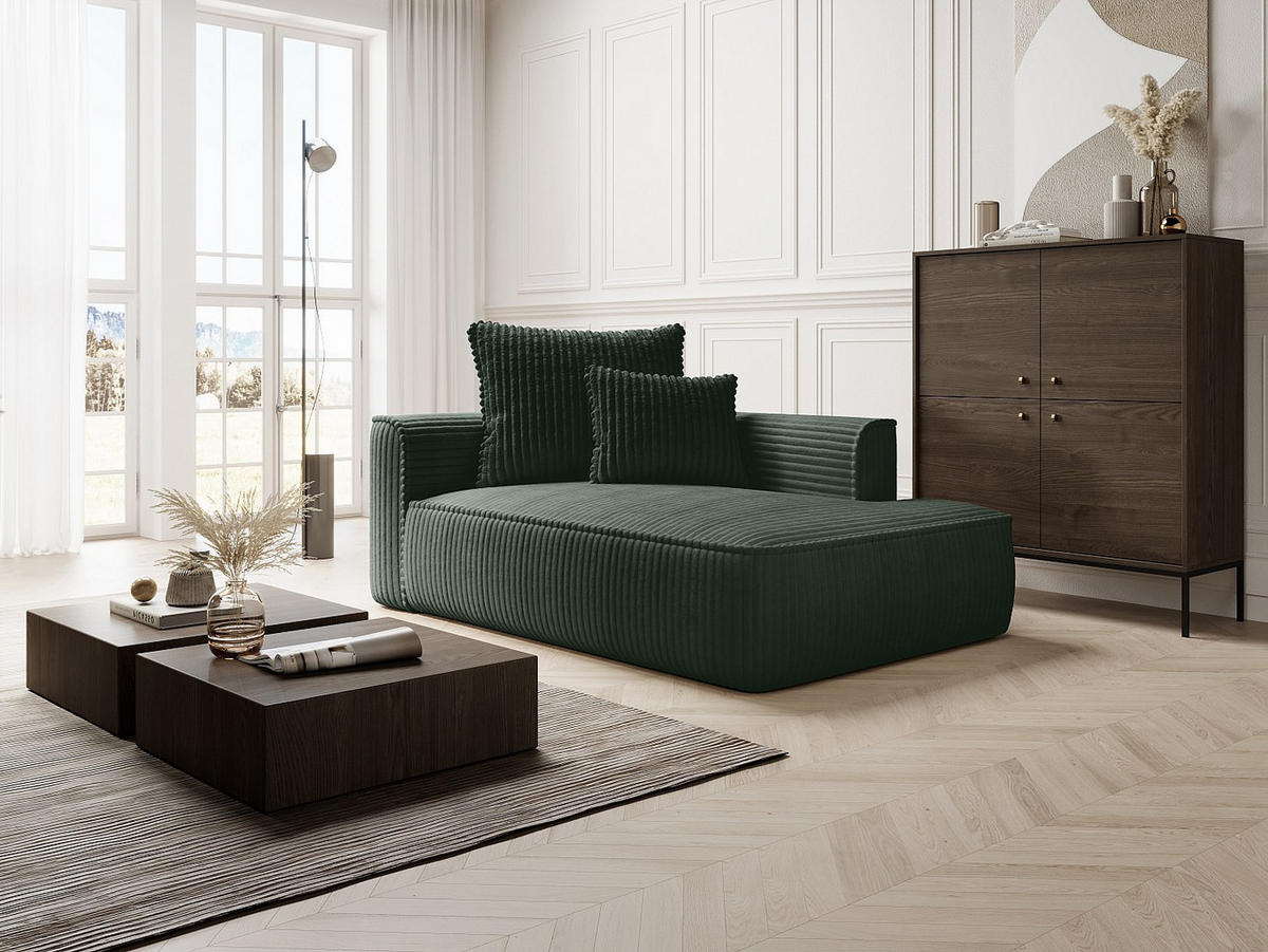 RECAMIERE ohne Schlaffunktion - 1 Person - samt - grün Pineta - Grün, Textil (180/67/115cm) - Vente-Unique