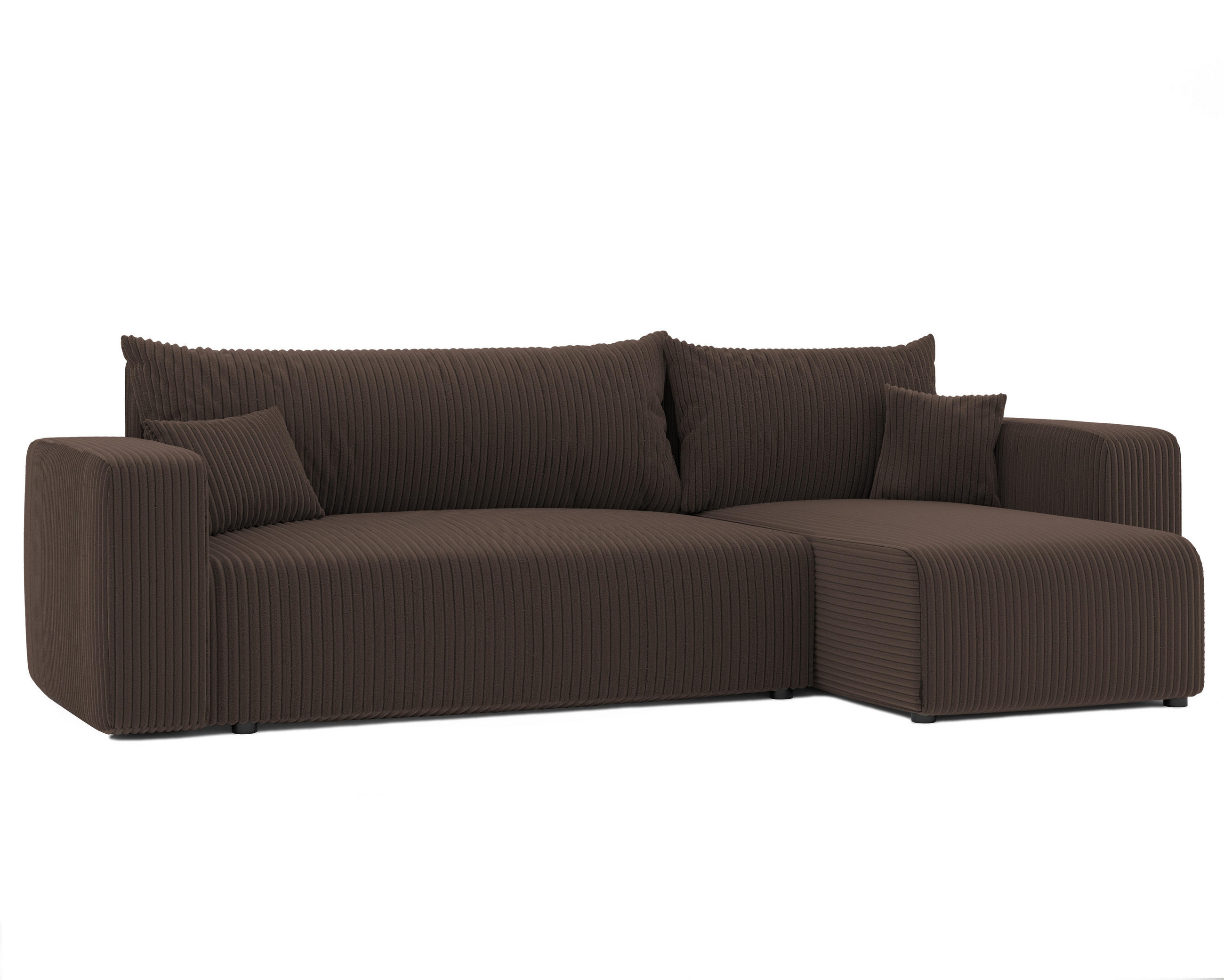 ECKSOFA Braun Cord-Stoff mit Bettkasten - Braun, Textil (248/145cm) - Idohome
