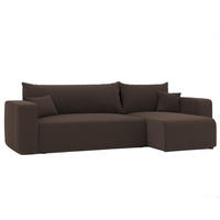 ECKSOFA Braun Cord-Stoff mit Bettkasten - Braun, Textil (248/145cm) - Idohome
