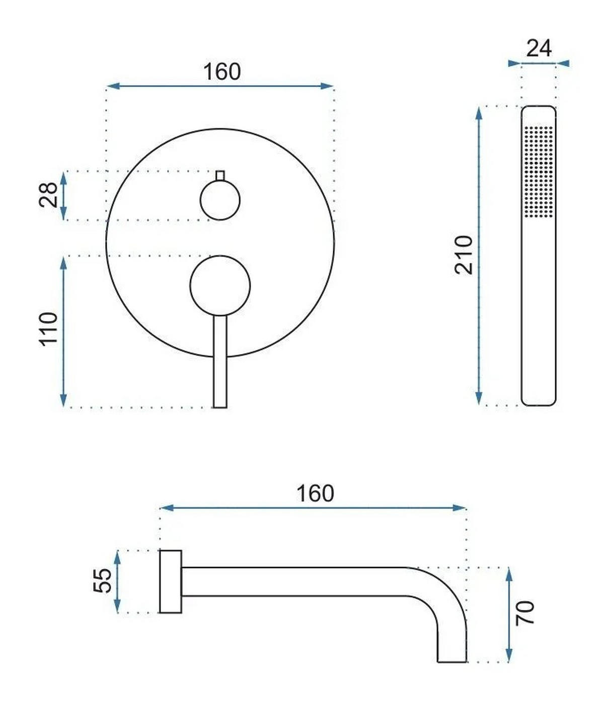 UNTERPUTZ Wannenarmatur Rea Lungo Copper +ibox - Kupferfarben, Metall (15.5/16/15.5cm) - REA