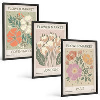 BILDER SET 3er Set - 40x60 cm Schwarzer Rahmen - Blumenposter Kopenhagen London Paris - Schwarz, Kunststoff (40/60cm) - TULUP