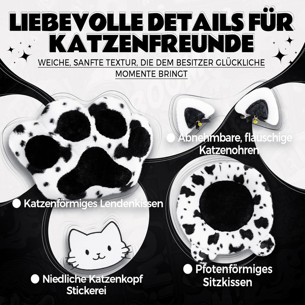 GAMING-STUHL Ergonomischer & Fußstütze Bürostuhl & Lendenwirbelstütze - Weiß, Leder (52/126/49cm)