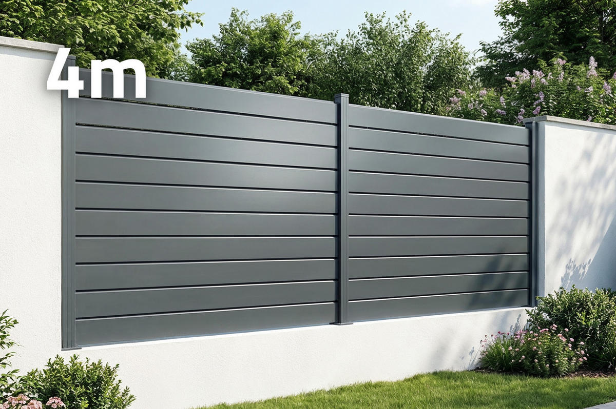 ALUMINIUM-LATTENZAUN 4 m VANO H. 150 cm, grau - Grau, Metall (200/156cm) - Casanoov