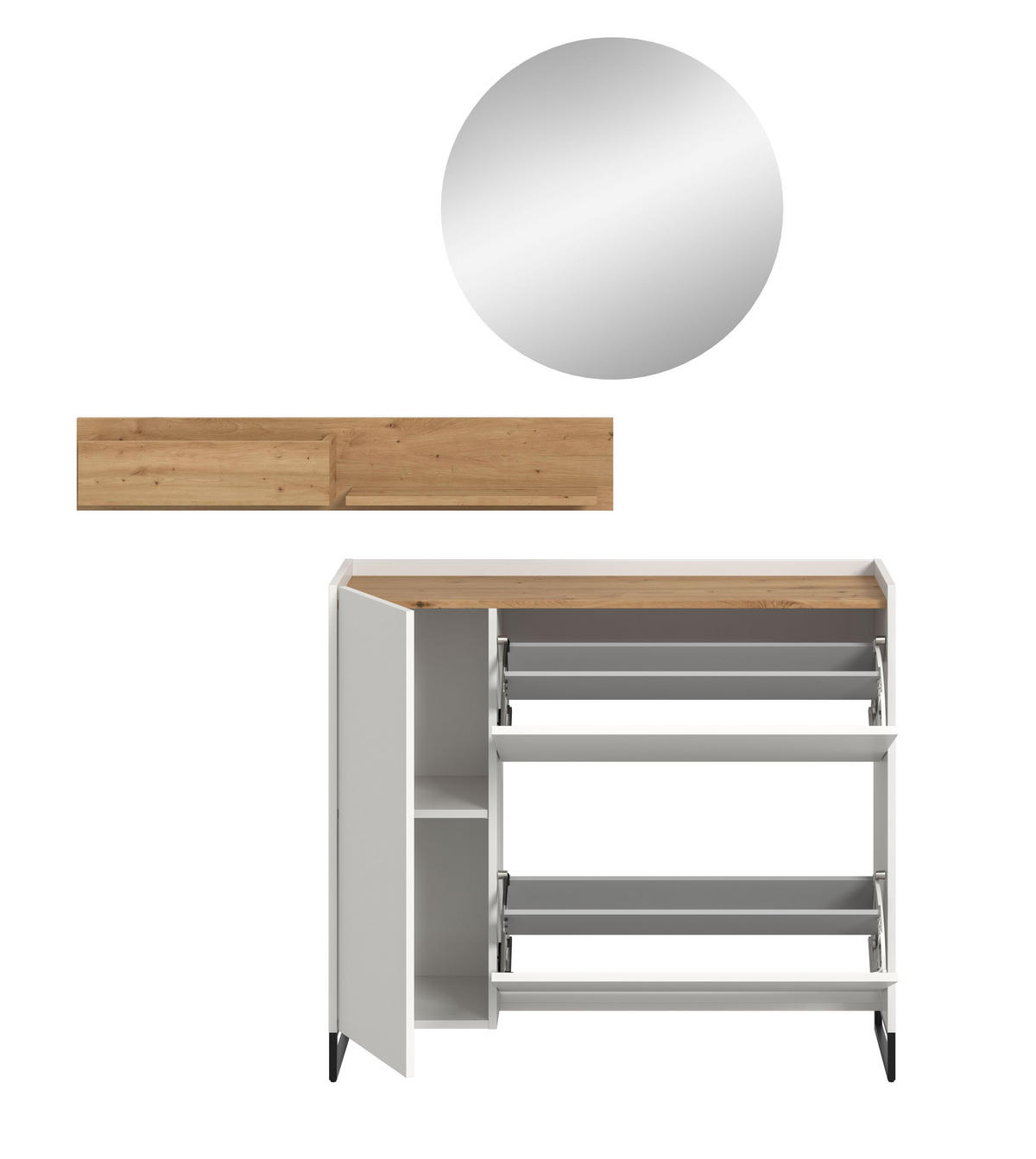 GARDEROBE Flow 3-tlg. (B/H/T: ca. 140/197/32 cm) in Weiß/weiß - Weiß, Holzwerkstoff (140/197/32cm) - Homes & Jones