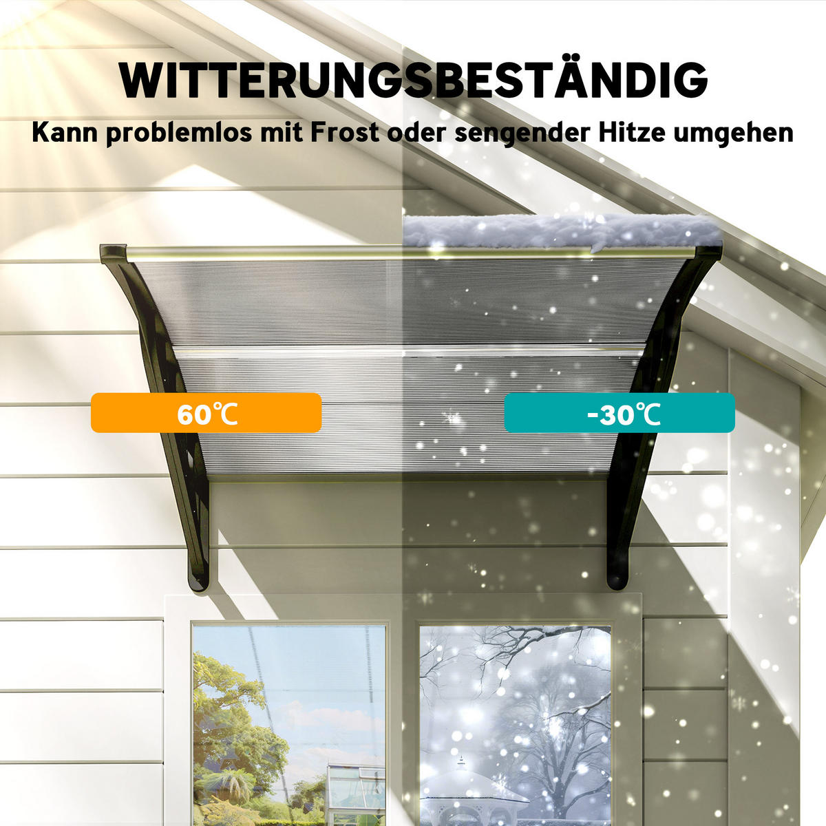 PULTVORDACH, Vordach, Alu, Schwarz - Schwarz, Kunststoff (96.5/27/103cm) - Outsunny