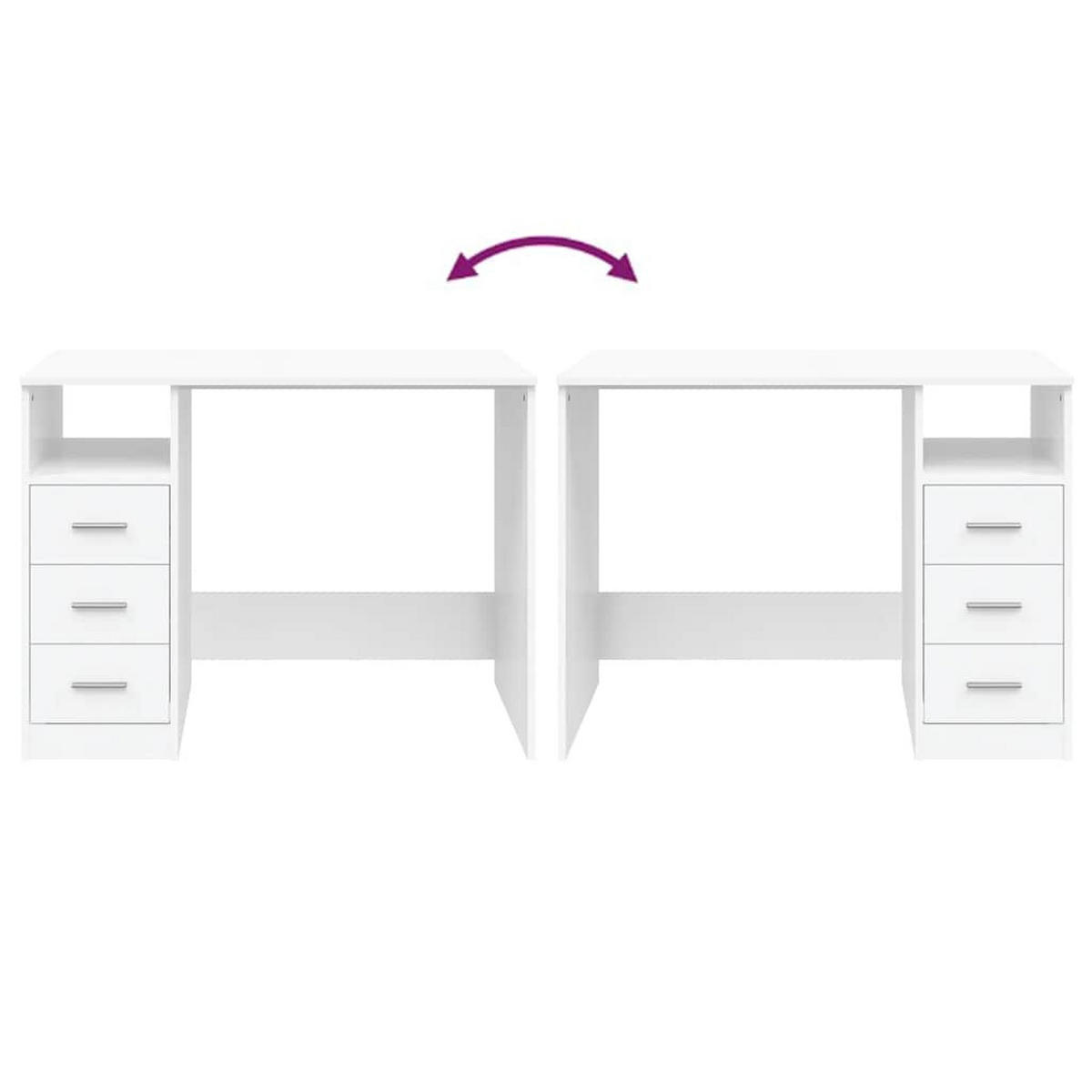 SCHREIBTISCH Mit Schubladen Weiss 102/50/76 Cm Holzwerkstoff - Weiß, Holzwerkstoff (102/50/76cm) - vidaXL