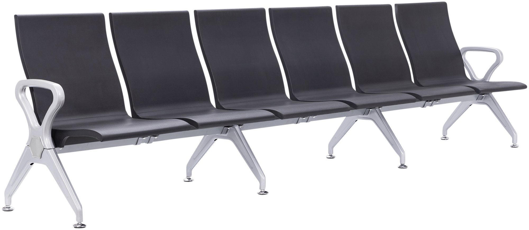 WARTEBANK Erik 6-Sitzer 338x59x89cm Kunststoff Schwarz Sitzbank - Schwarz, Kunststoff (338/89/59cm) - DELUKE