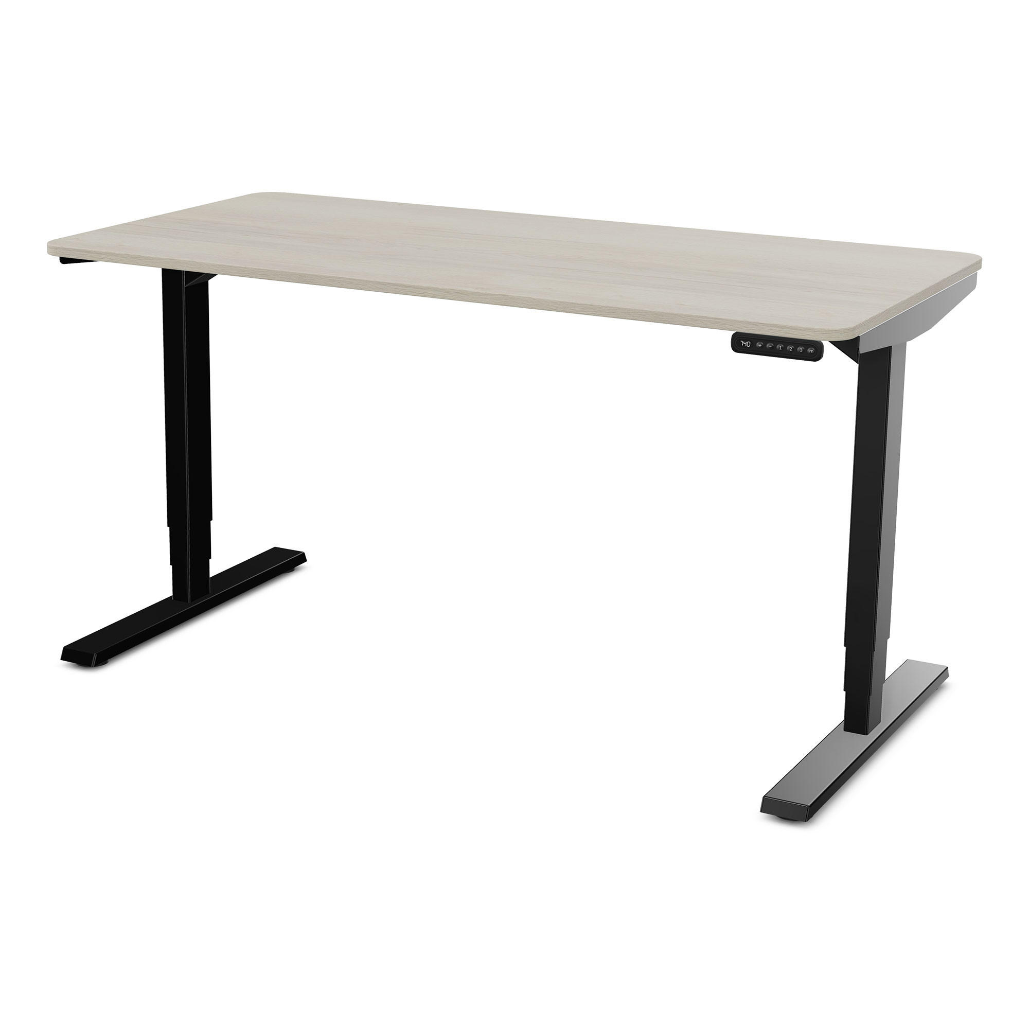 SCHREIBTISCH Elektrisch höhenverstellbarer Schreibtisch Y-Line Curved Eiche Polar Schwarz 140/80/62-127cm - Eiche Bianco/Schwarz, Holzwerkstoff/Metall (80/140/127cm) - ASSMANN