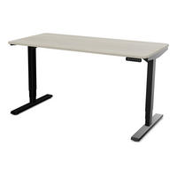 SCHREIBTISCH Elektrisch höhenverstellbarer Schreibtisch Y-Line Curved Eiche Polar Schwarz 140/80/62-127cm - Eiche Bianco/Schwarz, Holzwerkstoff/Metall (80/140/127cm) - ASSMANN