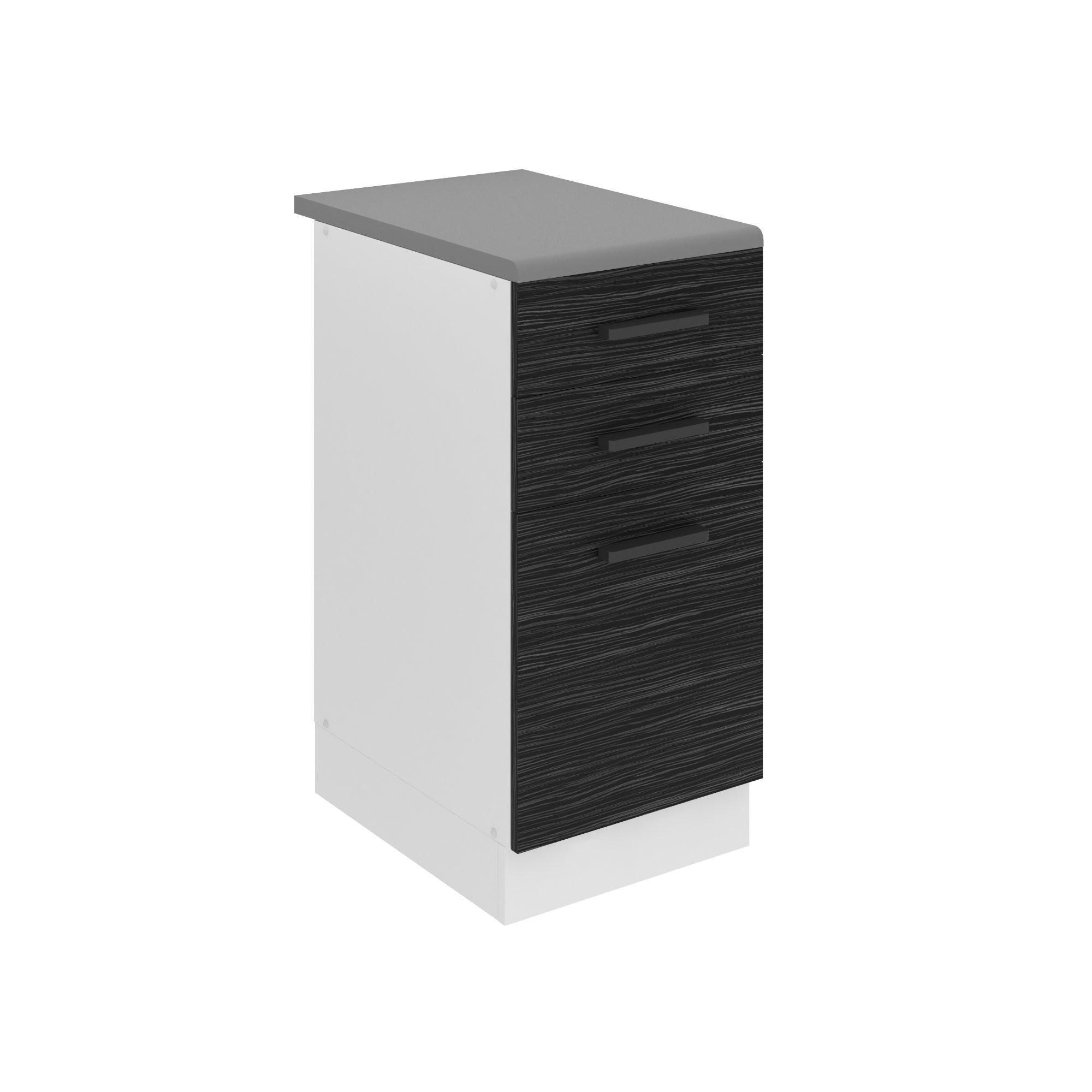 KÜCHENUNTERSCHRANK 40 cm, mit Arbeitsplatte, mit Schubladen, Königliches Ebenholz - Schwarz, Holz (40/85/51.6cm) - B BELINI GROUP