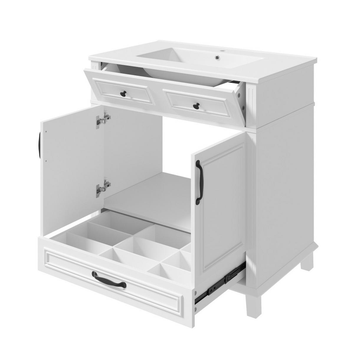 KÜCHENSCHRANK, freistehend, 9 Ablagefächer, MDF lackiert, Weiß, 77/86/46 cm - Weiß, Kunststoff (46/86/77cm) - Rolipo