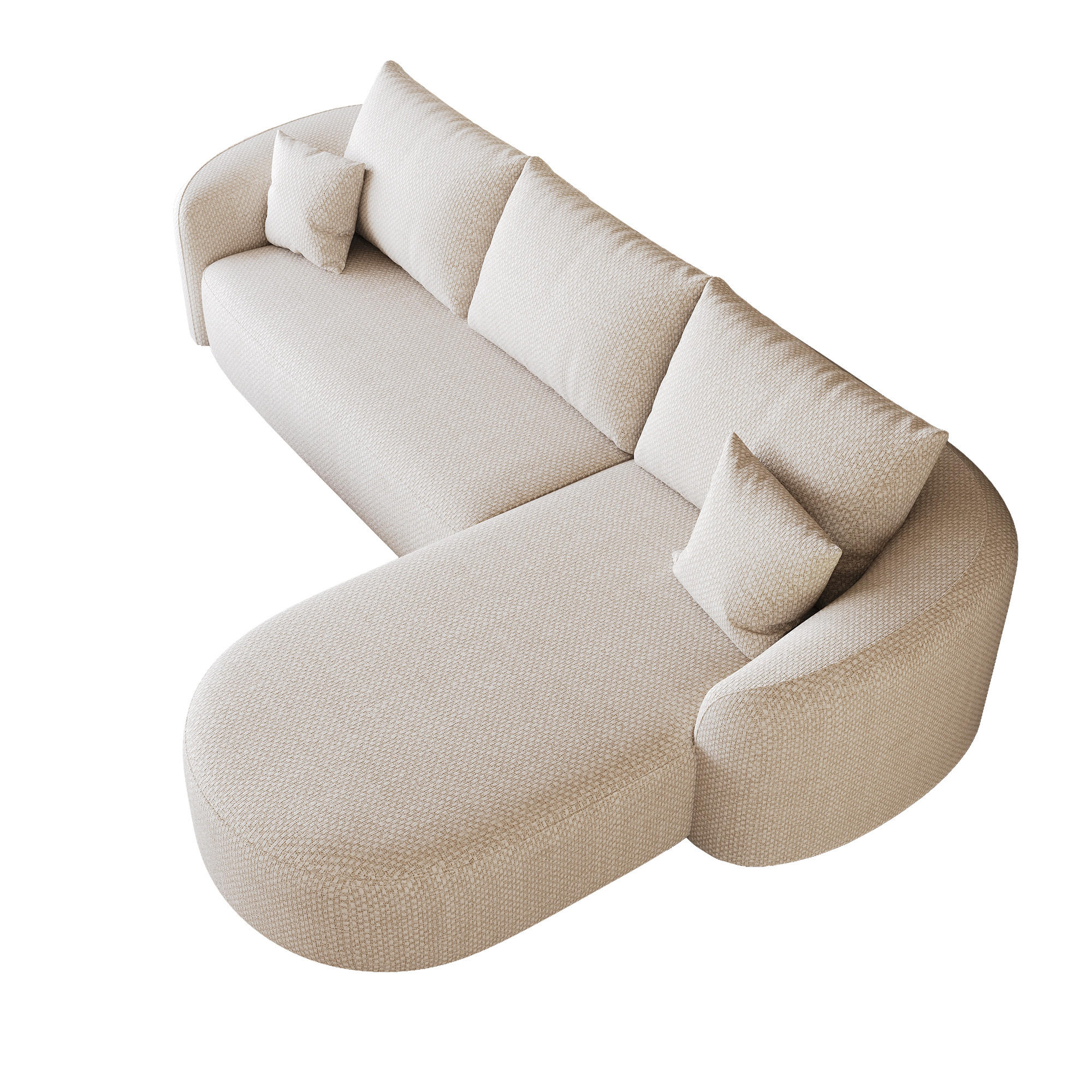 ECKSOFA DE-34817 2-Sitzer Chaiselongue rechts Weiß - Weiß, Textil (168/266cm) - ComfortXL
