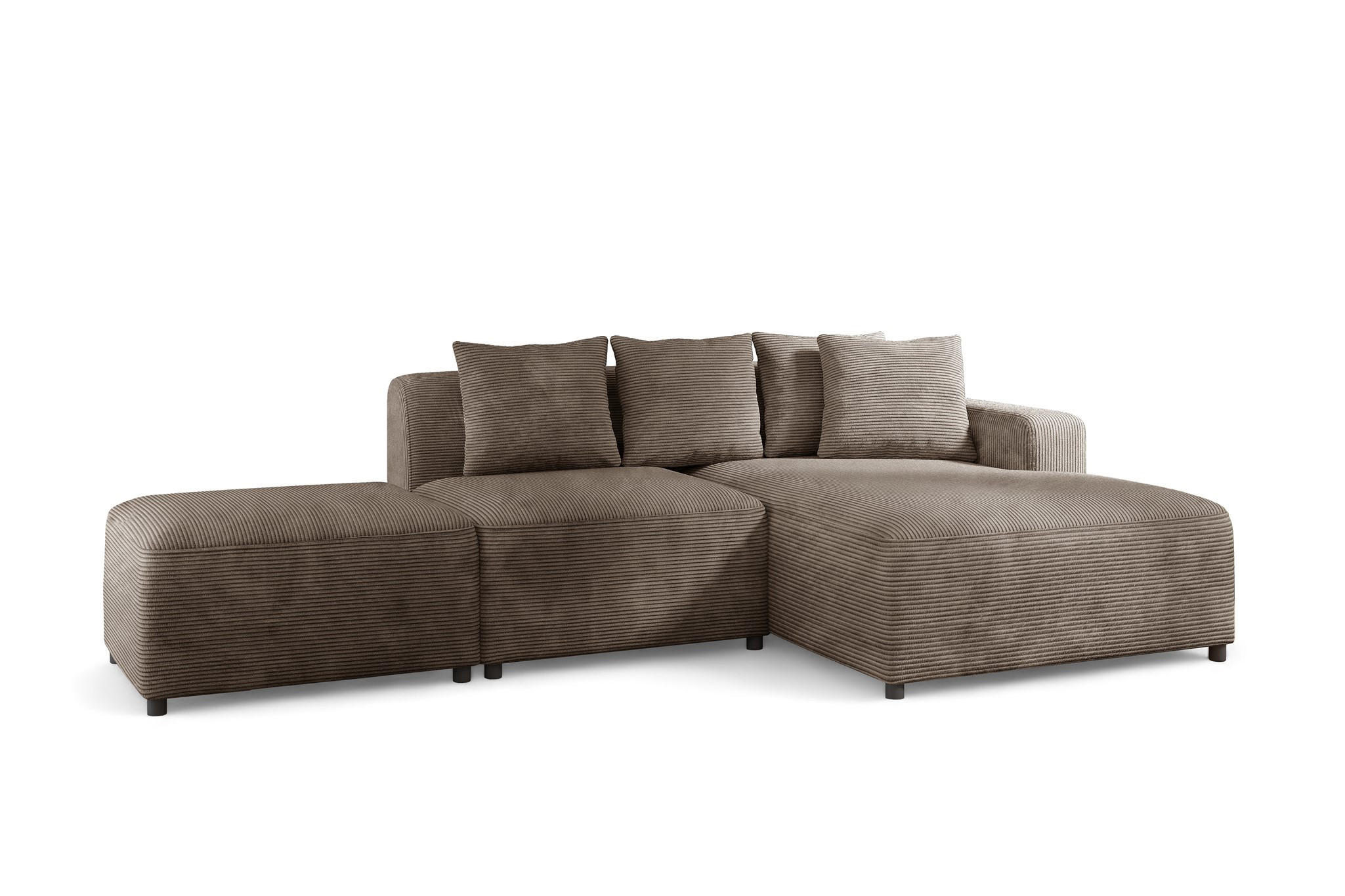 ECKSOFA Megan Xs In Poso - Mokka, Holzwerkstoff/Textil (304/165cm) - Fun Möbel