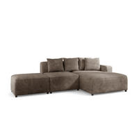 ECKSOFA Megan Xs In Poso - Mokka, Holzwerkstoff/Textil (304/165cm) - Fun Möbel