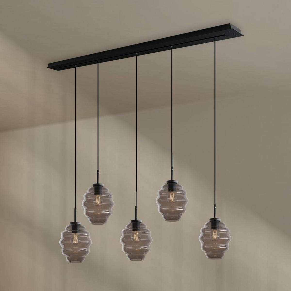 HÄNGELEUCHTE Echos 5-flammig Rauch Ø 18cm - Anthrazit/Schwarz, Glas (18/18/20cm) - s.luce