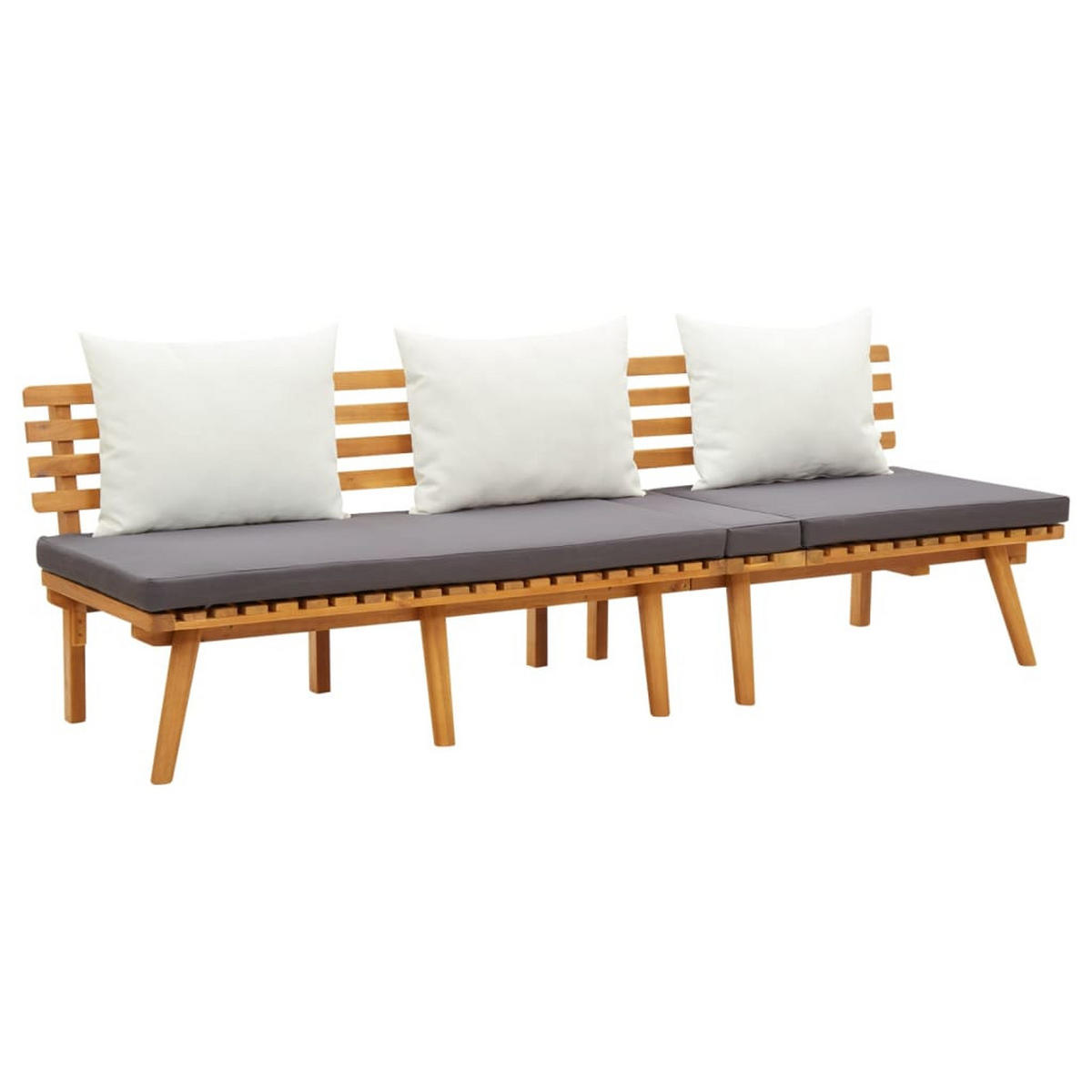 GARTEN-LOUNGE-SET 4-teilig Mit Kissen Massivholz Akazie - Dunkelgrau/Braun, Holz/Textil - vidaXL