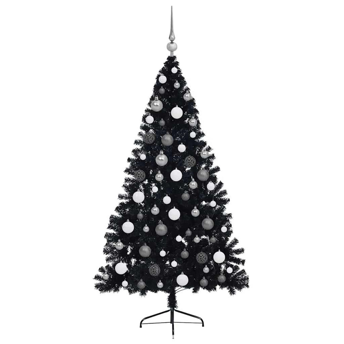 WEIHNACHTSBAUM Künstlicher Vorbeleuchteter Haltbar 115/115/180 cm Schwarz PVC - Schwarz, Kunststoff (180cm) - vidaXL