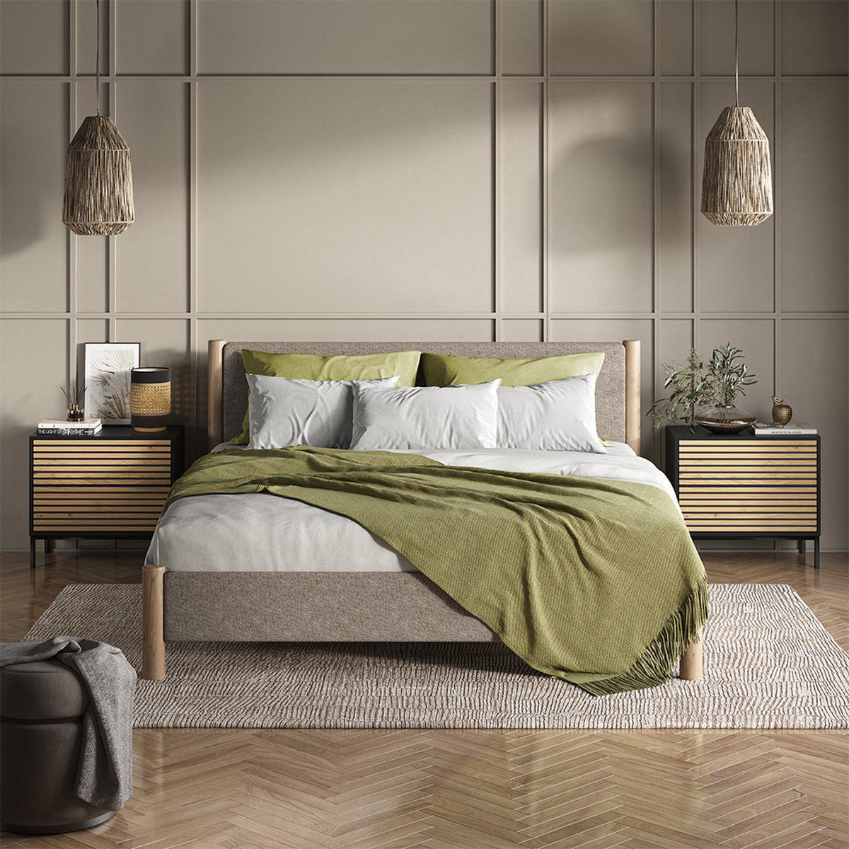 NOČNÍ STOLEK Eliza Dub Artisan/antracit - medově dubová/antracitová, kompozitní dřevo (66/60/36cm) - Vicco