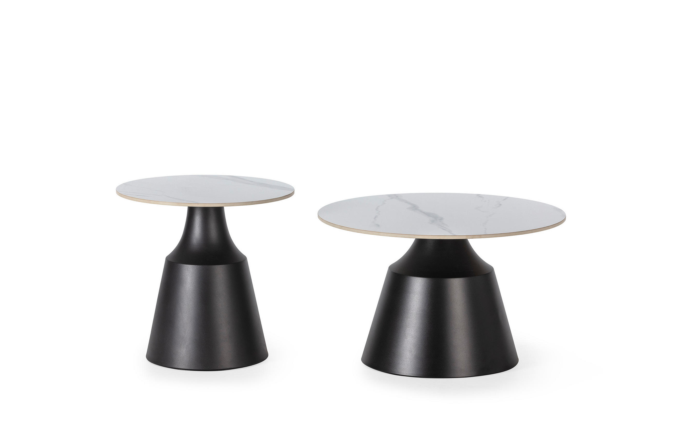 COUCHTISCHEN (Set aus 2) in hochglanz-weiß - riley 70/70/42,5 cm - Schwarz, Stein (70/70/42.5cm) - Calicosy