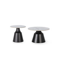 COUCHTISCHEN (Set aus 2) in hochglanz-weiß - riley 70/70/42,5 cm - Schwarz, Stein (70/70/42.5cm) - Calicosy