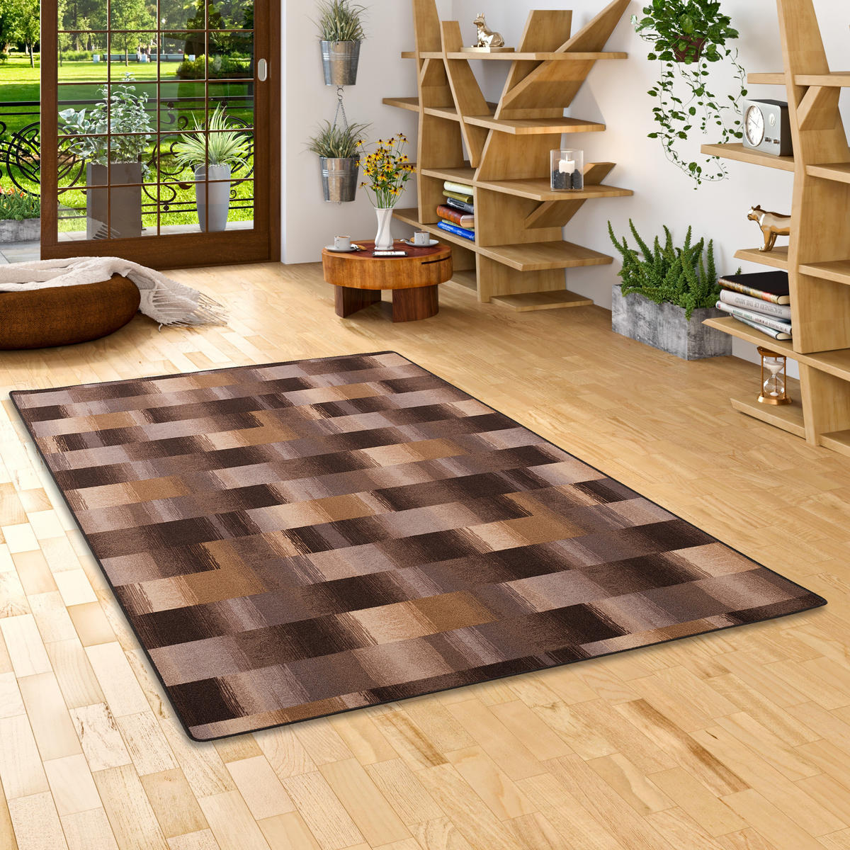 DESIGNER VELOUR TEPPICH MYSTIC KARO - Braun, Textil (80/160cm) - Snapstyle