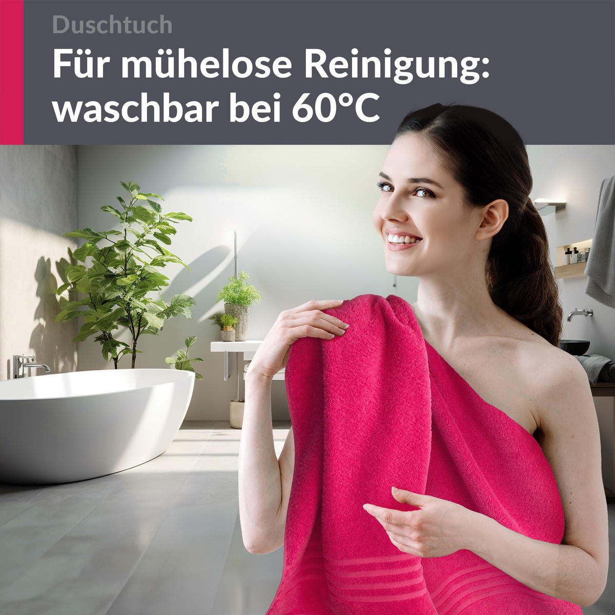 DUSCHTUCH London Rhabarber Rot 2er Set 70x140 - Pink, Textil (70/140cm) - Lashuma