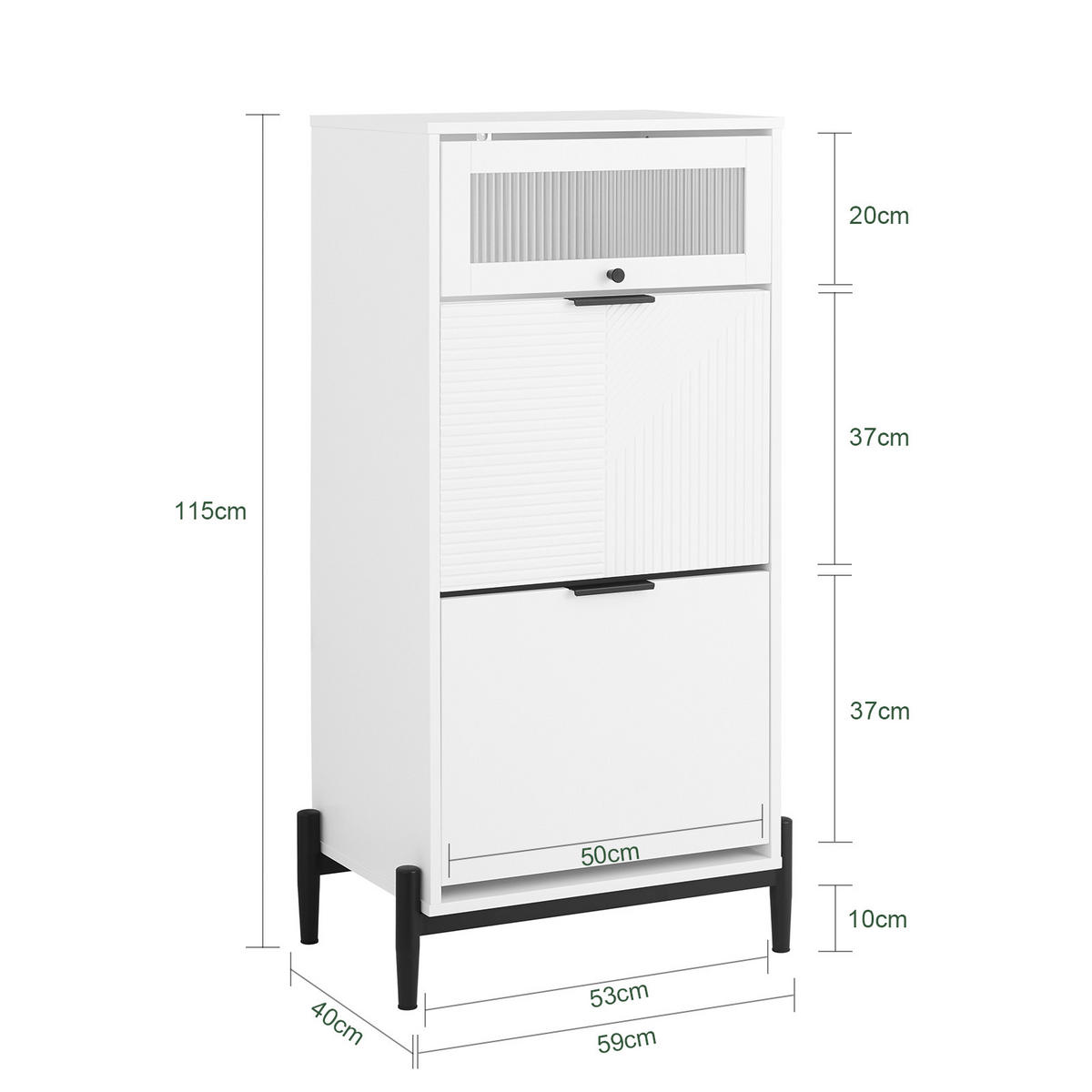 SCHUHSCHRANK Weiß - Weiß, Glas/Holzwerkstoff (59/115/40cm) - SoBuy
