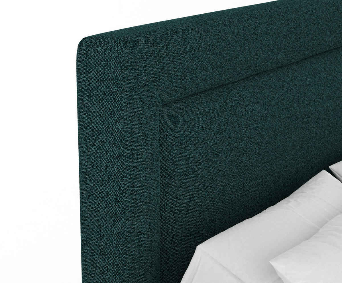 BOXSPRINGBETT Laguno Grün 160/200 cm mit Latex-Topper - Silberfarben/Grün, Holz/Holzwerkstoff (160/200cm) - Maison de Reve