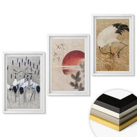 WANDBILDER 3er-Set - 40x60 cm Weißer Rahmen - Japanische Kraniche Landschaft - Weiß, Kunststoff (40/60cm) - ArtPrintCave