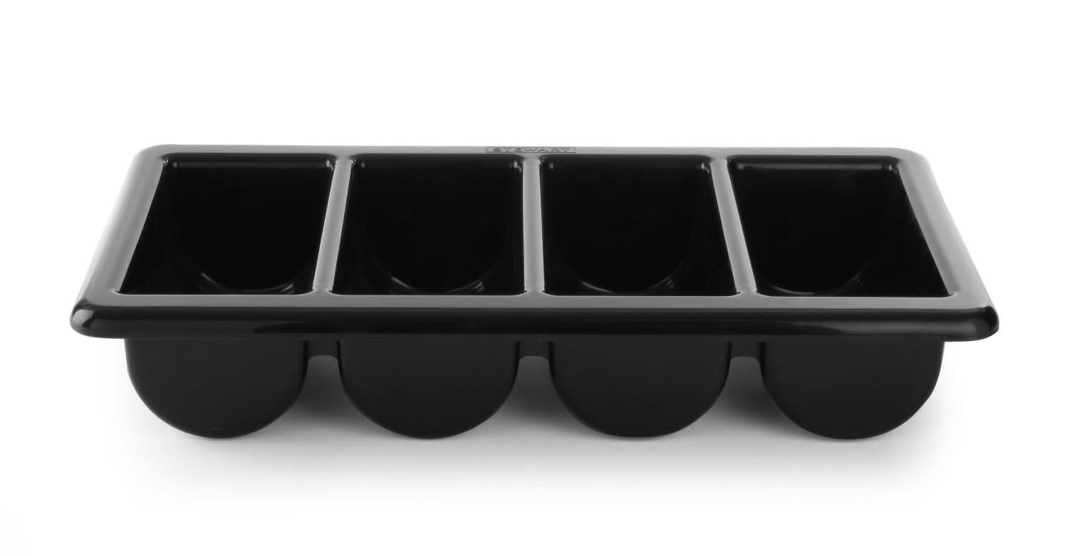 BESTECKKASTEN – 4 Fächer GN 1/1 – Schwarz - Schwarz, Kunststoff (33/10/53cm) - Hendi