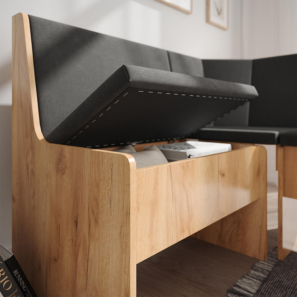 LAVICE DO JÍDELNY DO ROHU Ramon Zlatý mocný dub - medově dubová, kompozitní dřevo (150/80.5/51cm) - Vicco