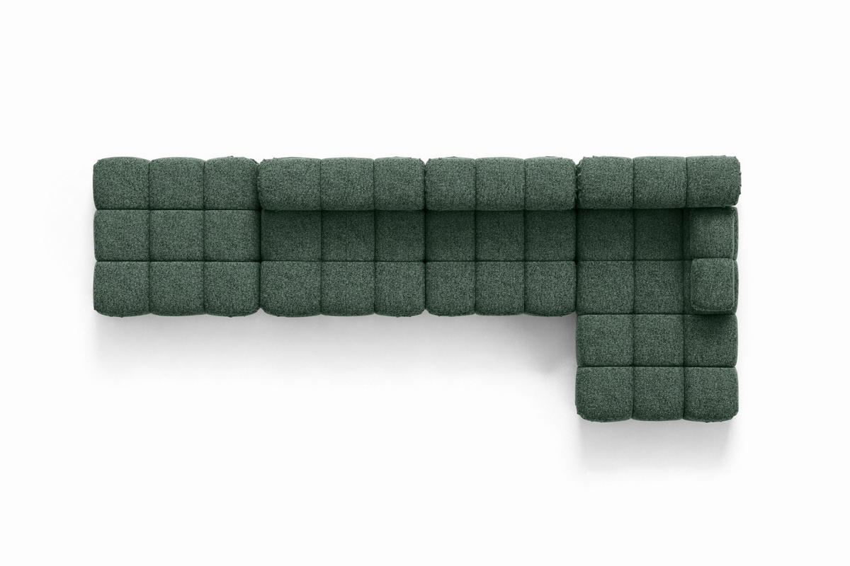 ECKSOFA L-Form XL, Stoff Bouclé Abriamo, Dunkelgrün, Rechts, Selia L XL - Dunkelgrün, Holz (380/160cm) - Kaiser Möbel