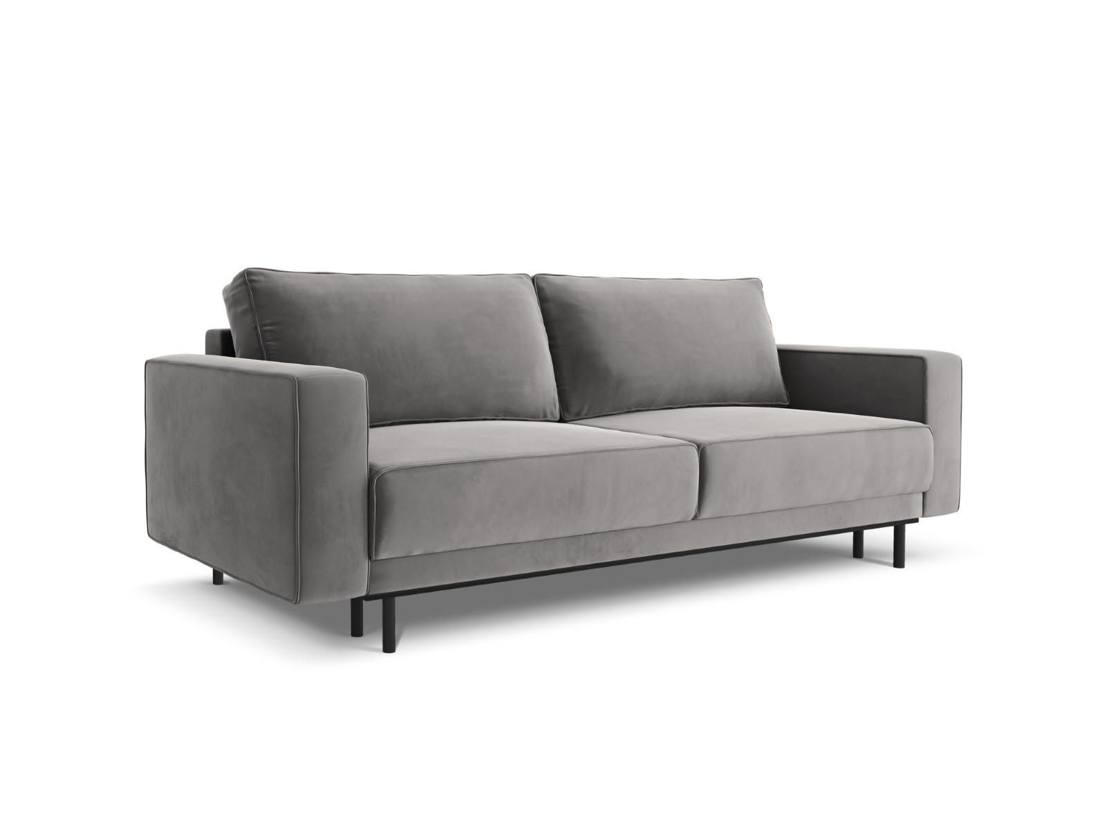 AUSKLAPPBARES-SOFA mit Bettkasten Caro aus Samt hellgrau 3 Sitzplätze - Hellgrau, Textil (97/93/236cm) - Micadoni