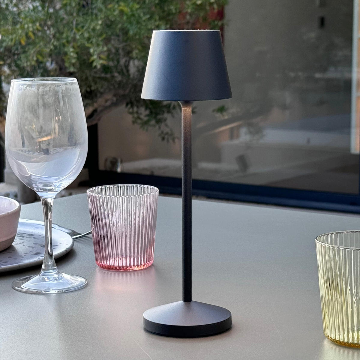 TISCHLAMPE EMILY dunkelgrau - Dunkelgrau, Metall (7.5/7.5/25cm) - Lumisky