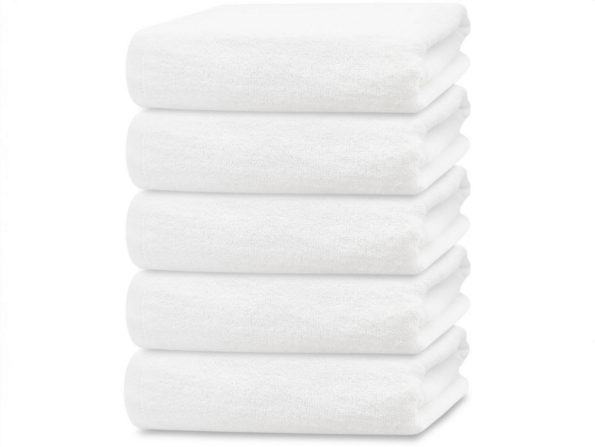 DUSCHTÜCHER, 5er-Set, 70x140 cm, 100% Baumwolle, Weiß - Weiß, Textil (70/140cm) - Zollner