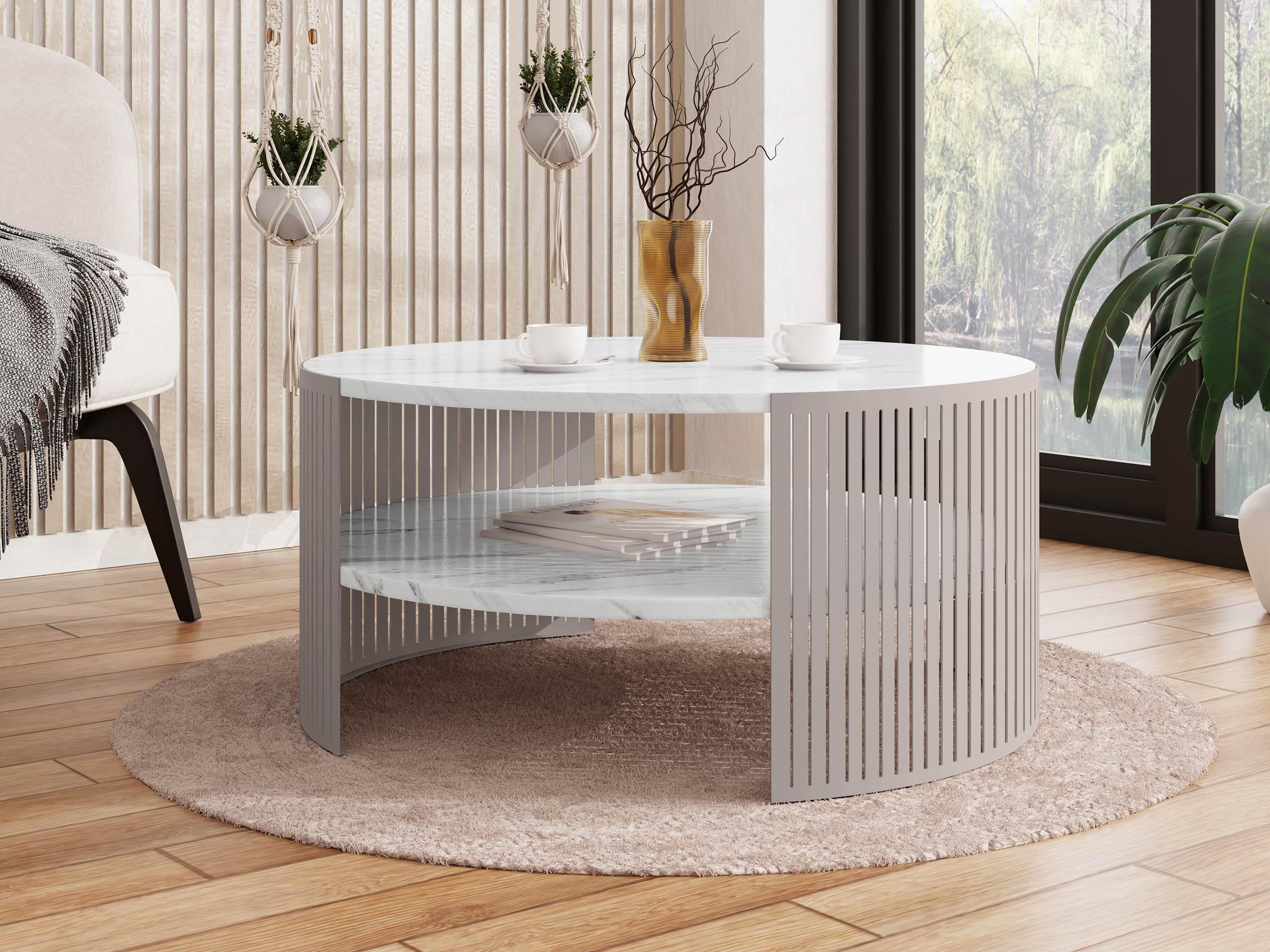 COUCHTISCH Fikoli Cashmere - Kaschmir/Weiß, Holzwerkstoff/Metall (75/75/40cm) - MIRJAN24
