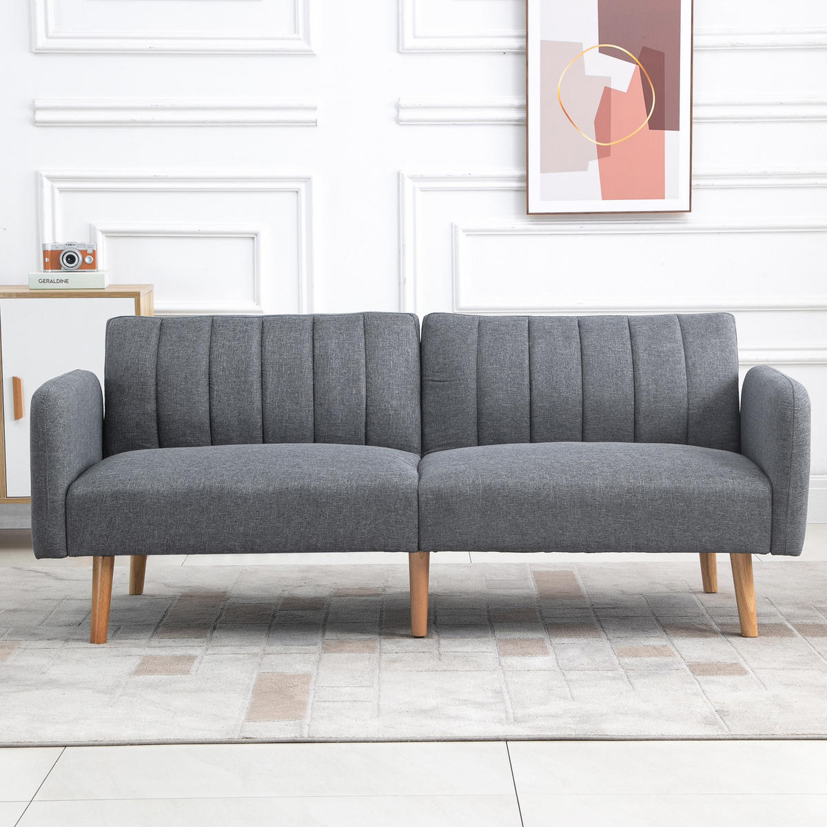 SCHLAFSOFA, Leinenartiges Polyester Grau - Grau, Kunststoff (75/73/173cm) - HOMCOM