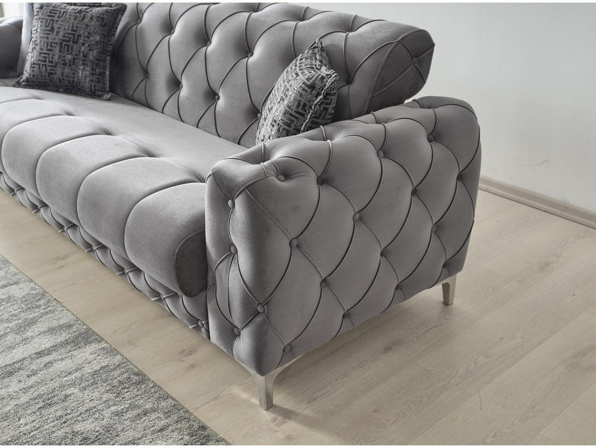 SITZGARNITUR Acelya, Grau Stellvariante 3+3 - Grau, Holzwerkstoff/Kunststoff (245/80/100cm)