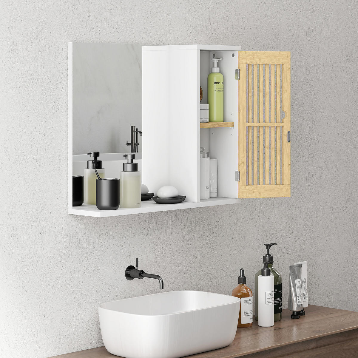 SPIEGELSCHRANK Weiß 60/14/50 cm - Weiß, Holzwerkstoff (60/50/14cm) - PANGIVO