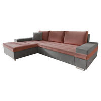 ECKSOFA Bangkok Mini - Dunkelrosa/Silberfarben, Holz/Textil (274/182cm) - MIRJAN24