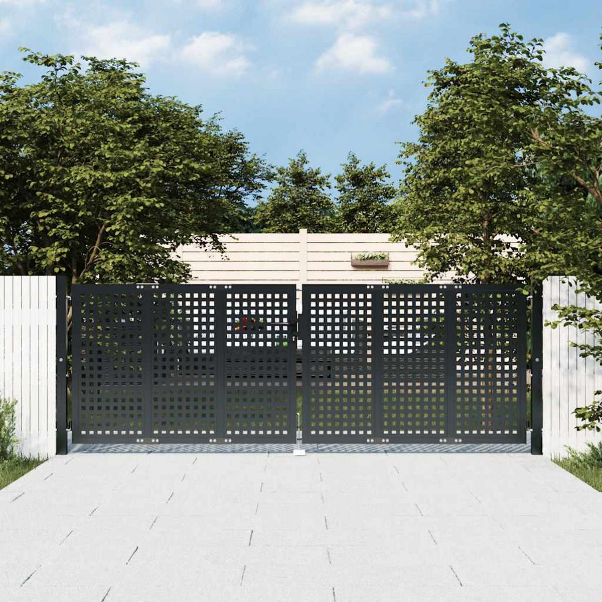 GARTENTOR Anthrazit 300/100 Cm Stahl - Anthrazit, Metall (6/150cm) - vidaXL