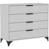 KOMMODE Home mit 4 Schubladen, 100 cm, mit Griffen, Weiß - Schwarz/Weiß, Holzwerkstoff (80/85/40cm) - Beautysofa