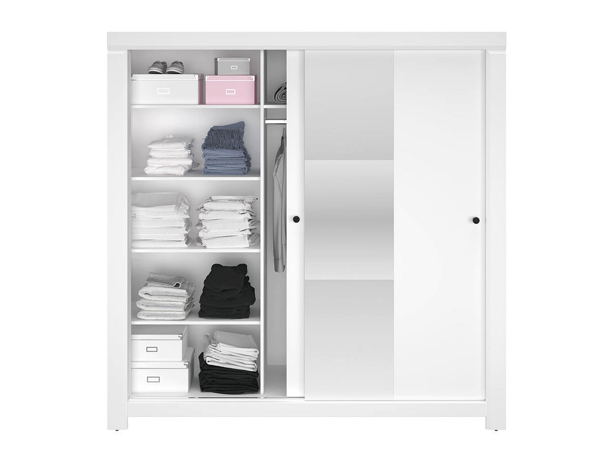 KLEIDERSCHRANK – 200 cm – Lahti – Weiß - Weiß, Holzwerkstoff (200/201/62cm) - hi-markt