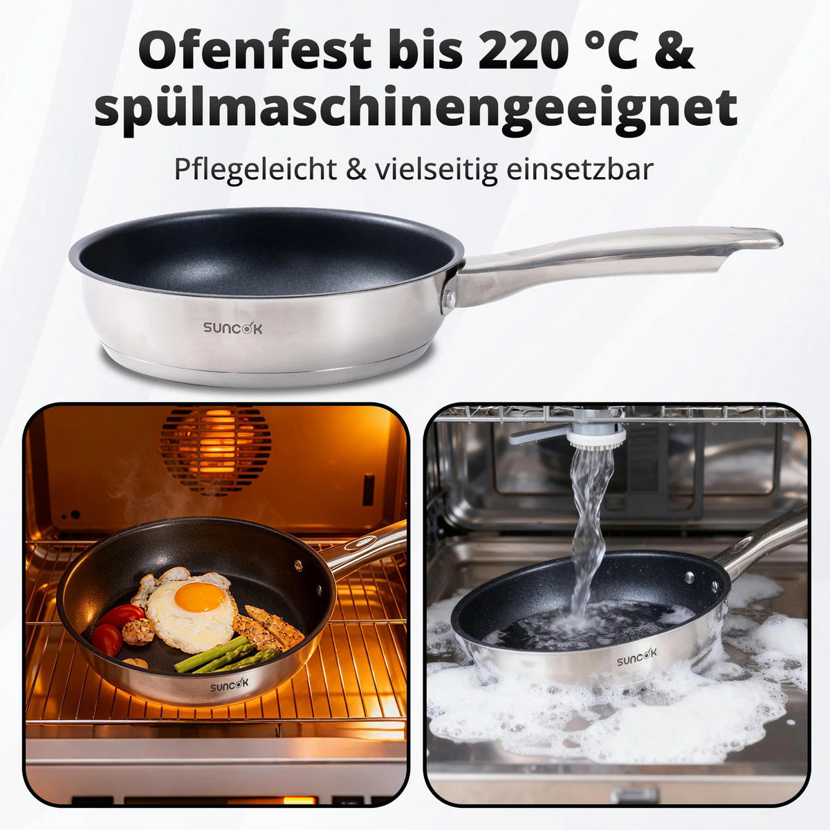 BRATPFANNENSET Schwarz 3er set 20/24/28cm - Silberfarben, Metall (28/28/5cm) - Kaket