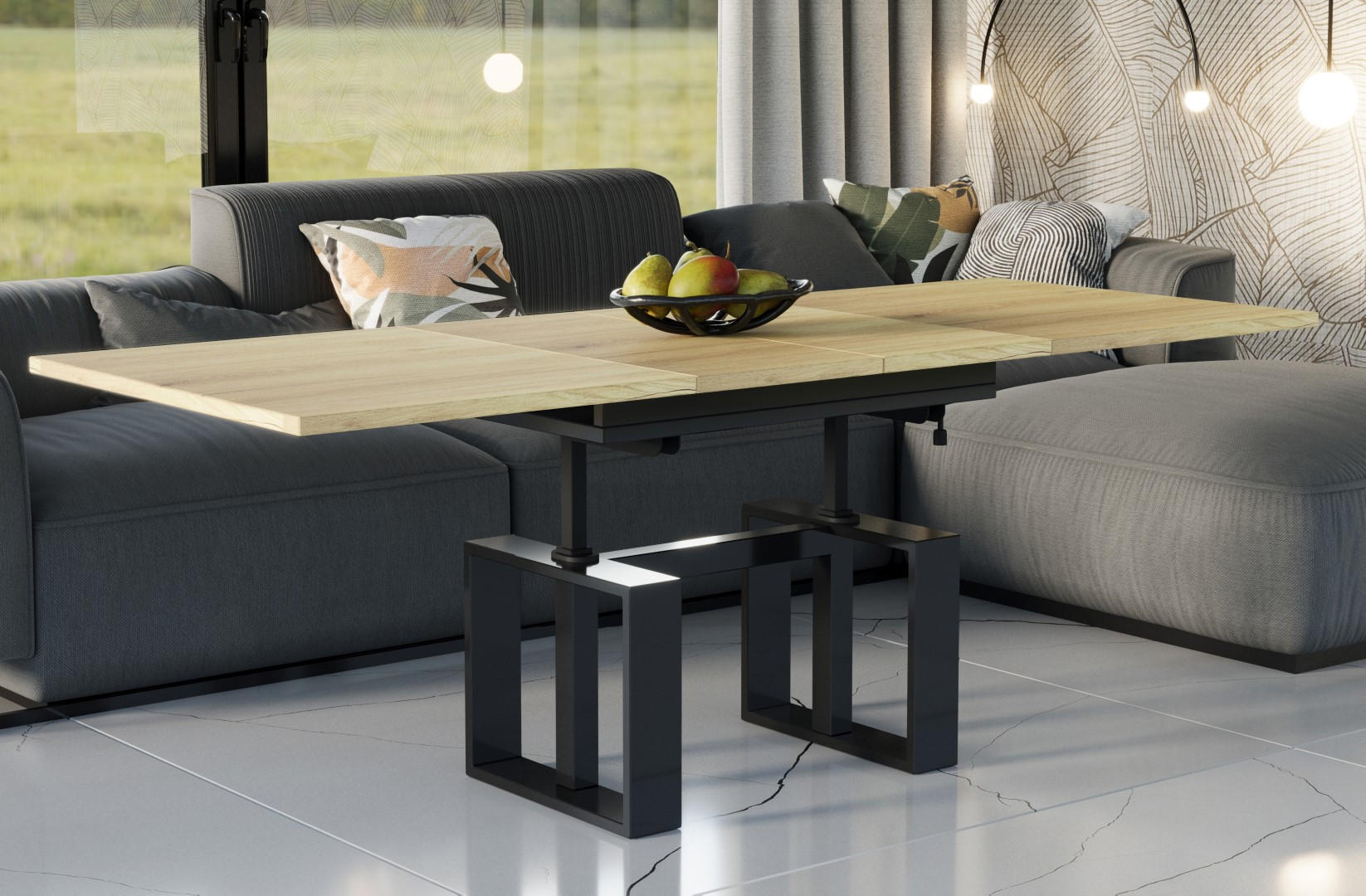 COUCHTISCH Empoli höhenverstellbar, ausziehbar bis 170 cm - Eichefarben, Holzwerkstoff (110/65/58cm) - Endo-Moebel