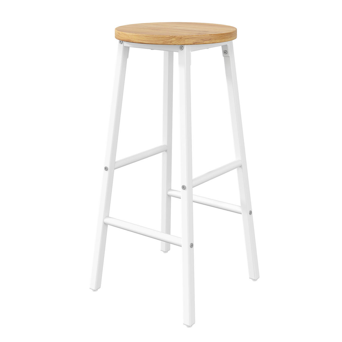 BARHOCKER 2er Set 63cm Holzoptik Sitz Weiß Metall - Weiß, Metall (30/63/30cm) - FLIEKS