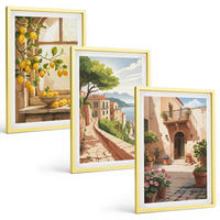 BILDER SET 3er Set - 40x60 cm Goldrahmen - Zitrusfrüchte in der Küchenmeerstadt - Goldfarben, Kunststoff (40/60cm) - TULUP
